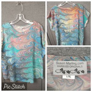 Susan Marling Marbled Original Top Silk Large Paisley Multicolor